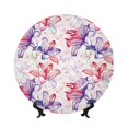 thumbnail image 1 of Zufioo Lilies Flowers Print Bone China Decorative Plate, Ceramic Dinner Plate with Stand Ceramic Decoration Homewares-10in, 1 of 6
