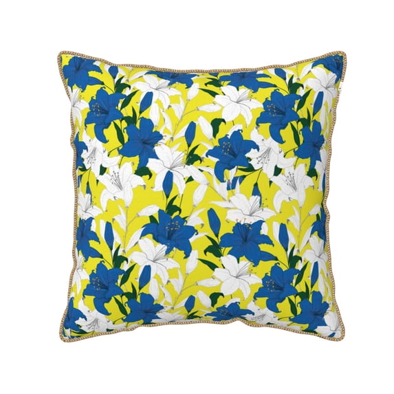 Zufioo Lilies Flowers Print Velvet Border Throw Pillow Cover, Zipper Throw Pillow Protector for Cushions Sofa Bedroom Home Decorations-20"x20"