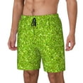 Zufioo Lime green glitter Mens Swimsuit Trunks with Compression Liner