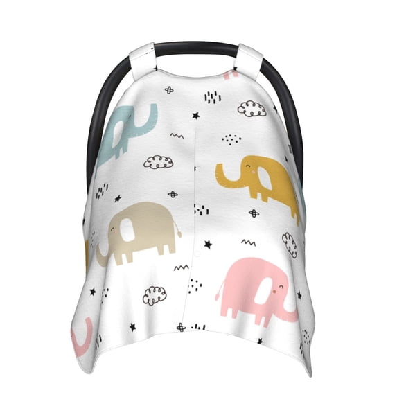 Zufioo Little Elephant Print Baby Stroller Seat Nursing Cover, Baby Stroller Canopy Seat Cover Breastfeeding Cover, Suitable for Indoor and Outdoor-One Size