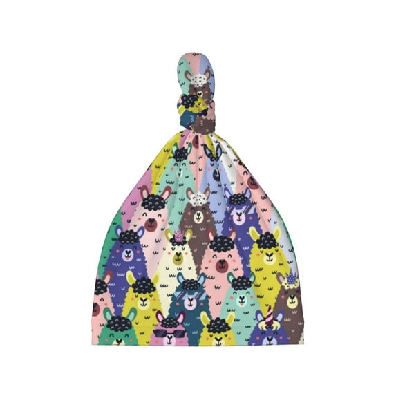 Zufioo Llamas Colorful Baby Beanie Hats Soft Knotted Caps for Infant Baby Girls Boys Caps 0-6 Months