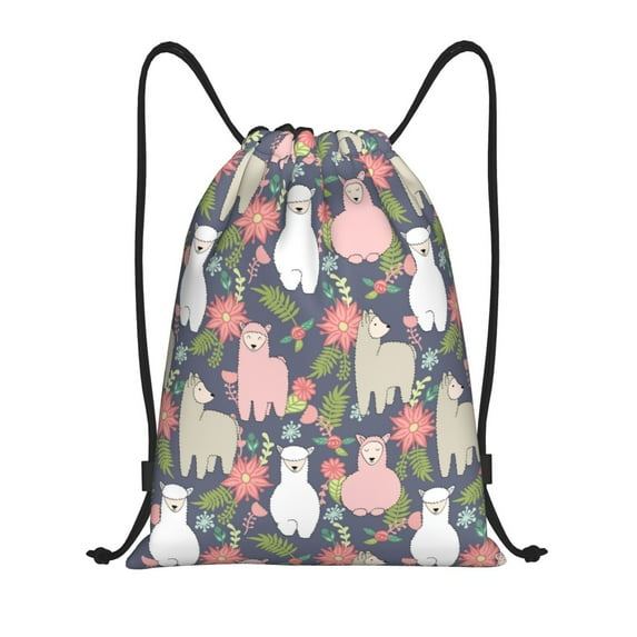 Zufioo Llamas Sports Cinch Sack Gym String Bags Machine Washable Heavy Duty String Backpack for Men Women-Small
