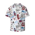 thumbnail image 1 of Zufioo London Landmark2 Print Mens Button Down Short Sleeve Shirt,Classic Plaid Shirt,Mens Accessories Fashion Shirt-Large, 1 of 6