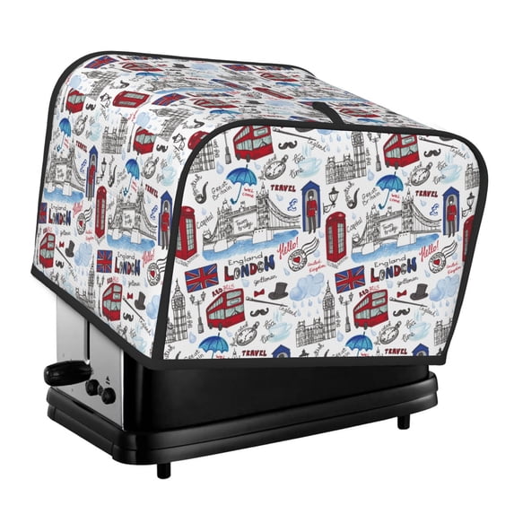 Zufioo London Landmark2 Universal Four Slice Toaster Cover,Quilted Toaster Appliance Dust-proof Cover For Kitchen Small Appliance(Cover only)