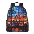 thumbnail image 1 of Zufioo Magical Stained Glass Castle Print Fashion Large Capacity Backpack, Zippered Multi-compartment Travel Work Campus Lightweight Backpack, Unisex, 1 of 5
