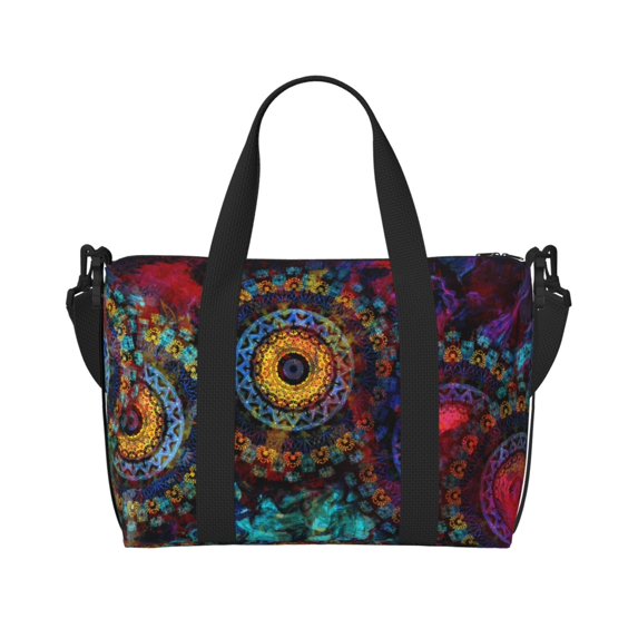 Zufioo Mandala Colorful Pattern Hand-held Travel Bag, Waterproof Adjustable Shoulder Strap Crossbody Duffel Bag, Suitable for Work, Short trips, Sports