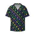 Zufioo Mardi Gras Strings of Beads Print Mens Button Down Short Sleeve
