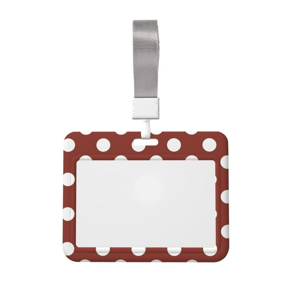 Zufioo Maroon And White Polka Dot Print Work Badge Protective Case, Waterproof Lanyard, Badge Transparent Clip, Suitable for Induction Card Badge Swipe Credit Card