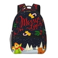 thumbnail image 1 of Zufioo Merry Christmas Elk Print Casual Student Backpack, Adjustable Shoulder Straps Multi-Function Multi-Pocket Sports Bag Travel Backpack, Unisex-One Size, 1 of 4