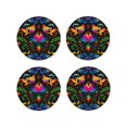 thumbnail image 1 of Zufioo Mexican Flower Traditional1 Print Leather Coaster Set, Decorative PVC Coasters 4-pack - Scald and Stain-resistant, Suitable for Home, Cafes, Restaurants-Round Shape, 1 of 6