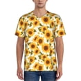 thumbnail image 1 of Zufioo Modern Elegant Sunflower Print Men's Baseball Short Sleeve, Moisture Wicking Button-Down Hip Hop Tee-Medium, 1 of 7