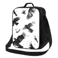 thumbnail image 1 of Zufioo Monochrome Flying Ravens Insulated Lunch Bag,600D Polyester Oxford Fabric, Leakproof & Reusable Lunch Tote, Adjustable Shoulder Strap,Food Freshness Keeper with Utensils, 1 of 7