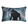 thumbnail image 1 of Zufioo Moon Wolf Warrior Print Double-sided Plush Pillow Cover,Decorative Pillow Protector without Pillow Core, Suitable for Sofa, Bedroom, Car-16"x24", 1 of 6