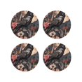 thumbnail image 1 of Zufioo Moonlit Crow Blossoms Print Leather Coaster Set, Decorative PVC Coasters 4-pack - Scald and Stain-resistant, Suitable for Home, Cafes, Restaurants-Round Shape, 1 of 6