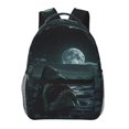 thumbnail image 1 of Zufioo Moonlit Night Sky Shark Print Casual Student Backpack, Adjustable Shoulder Straps Multi-Function Multi-Pocket Sports Bag Travel Backpack, Unisex-One Size, 1 of 5
