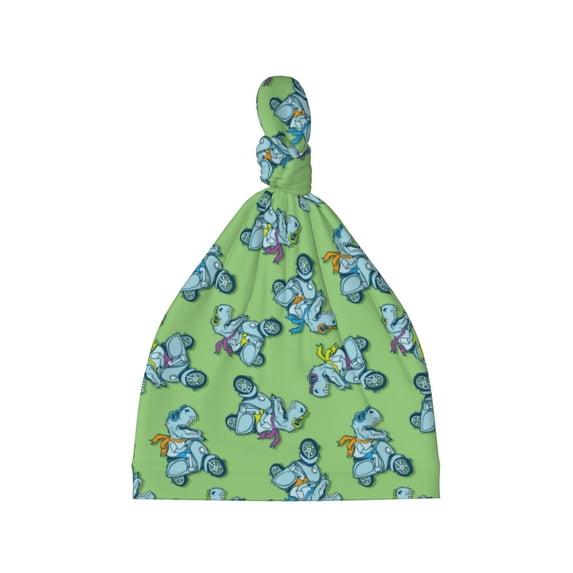 Zufioo Motorcycle Riding Dinosaur Baby Beanie Hats Soft Knotted Caps for Infant Baby Girls Boys Caps 0-6 Months