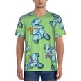 thumbnail image 1 of Zufioo Motorcycle Riding Dinosaur Print Men's Baseball Short Sleeve, Moisture Wicking Button-Down Hip Hop Tee-Large, 1 of 7