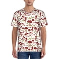 thumbnail image 1 of Zufioo Mushroom Print Men's Baseball Short Sleeve, Moisture Wicking Button-Down Hip Hop Tee-Medium, 1 of 7