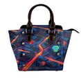 thumbnail image 1 of Zufioo Neon City Map Print Leather Rivet Shoulder Bag, Microfiber PU Leather Adjustable Shoulder Strap Handbag, Ideal Gift for Women-One Size, 1 of 5