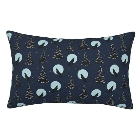 Zufioo Night Forest Wolf Print Double-Sided Throw Pillow Cover, Pillow Protector Home Decor - With Hidden Zipper, Suitable for Bedroom, Living Room, Car Interior-14"x20"