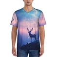 thumbnail image 1 of Zufioo Night Sky Elk Print Men's Baseball Short Sleeve, Moisture Wicking Button-Down Hip Hop Tee-3X-Large, 1 of 7