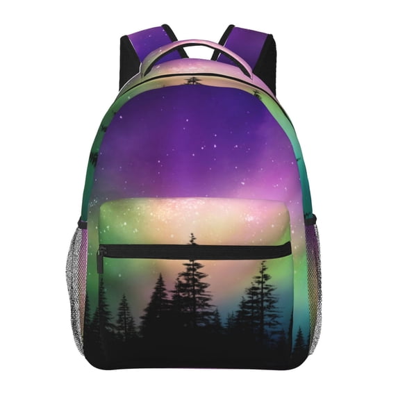 Zufioo Northern Lights Print Casual Student Backpack, Adjustable Shoulder Straps Multi-Function Multi-Pocket Sports Bag Travel Backpack, Unisex-One Size
