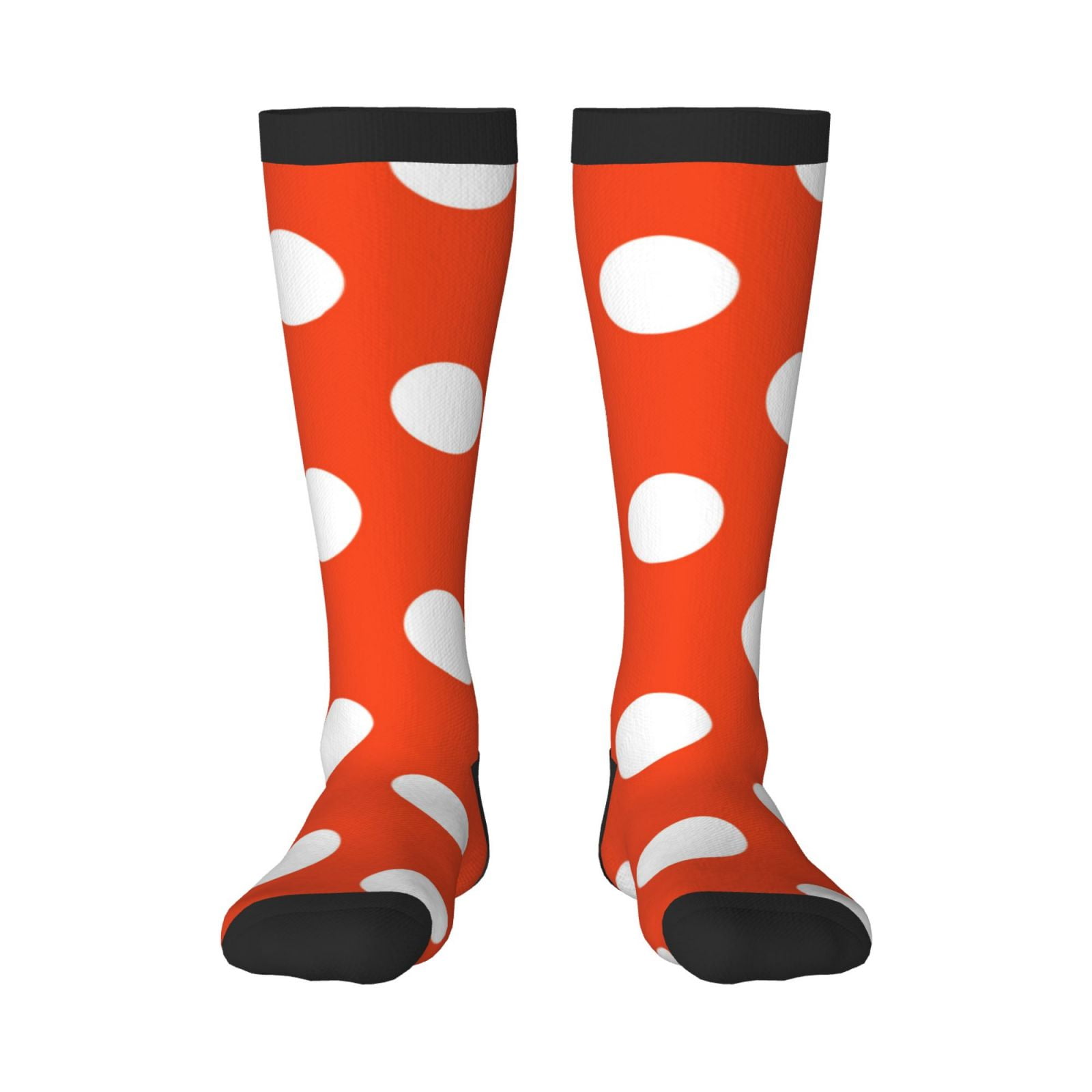 Zufioo Orange And White Polka Dot1 Print Long High Thigh Socks Knee