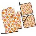 Zufioo Orange Autumn Leaves Oven Mitts and Pot Holders 4pcs Set Kitchen