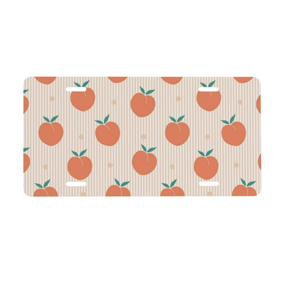 Zufioo Orange Peach Print Car Aluminum Front License Plate, 12x6 Inch Decorative Personalized Car License Plate Car Accessories