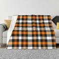 thumbnail image 1 of Zufioo Orange Plaid Print Horizontal Flannel Blanket, Anti-wrinkle, Anti-shrinkage, Anti-allergic Plush Blanket, Household Items Suitable for Bedroom-40"x30", 1 of 6