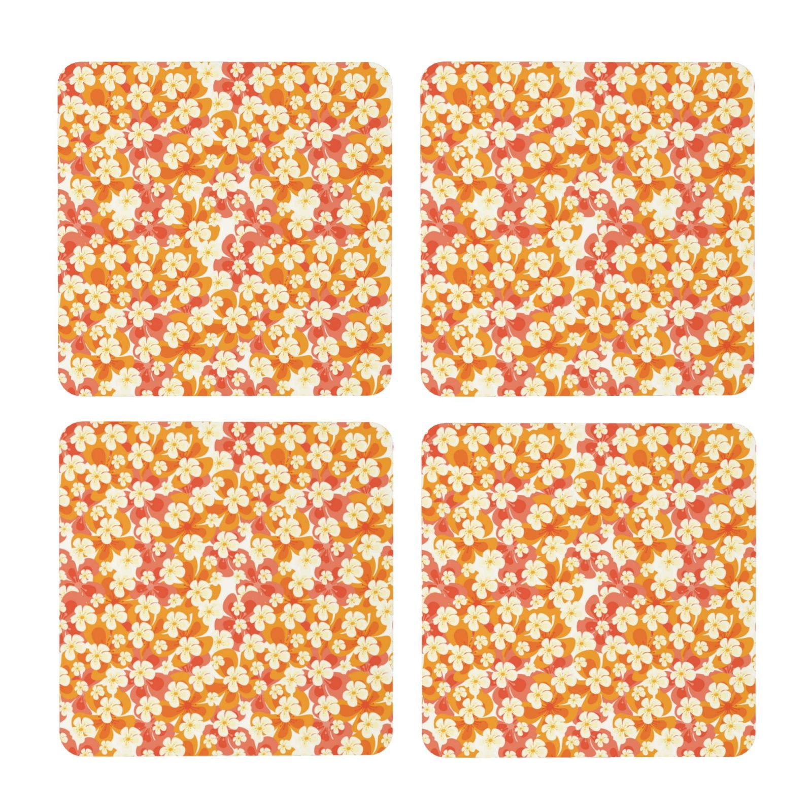 Zufioo Orchids Flowers 4 PCS MDF Cork Coasters,4 inches Round Cup