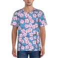 thumbnail image 1 of Zufioo Orchids Flowers Print Men's Baseball Short Sleeve, Moisture Wicking Button-Down Hip Hop Tee-Small, 1 of 7