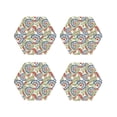 thumbnail image 1 of Zufioo Paisley Floral 5 Print Leather Coaster Set, Decorative PVC Coasters 4-pack - Scald and Stain-resistant, Suitable for Home, Cafes, Restaurants-Hexagon, 1 of 6