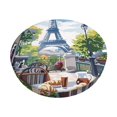 thumbnail image 1 of Zufioo Parisian Cafe With Eiffel Print Round Bar Chair Cushion Cover, Elastic Round Stool Protector, Dustproof and Non-slip Bar Kitchen Restaurant Chair Mat-12 inch, 1 of 7