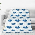 Zufioo Party Shark Cute Fleece Blanket Queen Size,Plush Bed Blanket