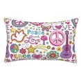 thumbnail image 1 of Zufioo Peace Love and Dove Flower Power Print Double-Sided Throw Pillow Cover, Pillow Protector Home Decor - With Hidden Zipper, Suitable for Bedroom, Living Room, Car Interior-20"x30", 1 of 6