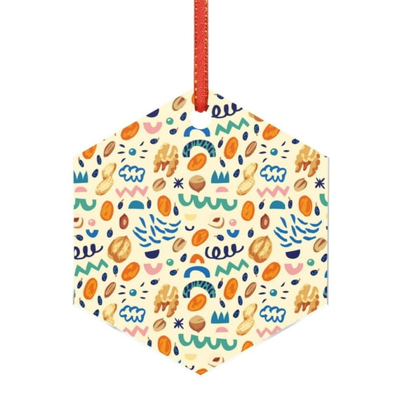 Zufioo Peanuts 8 Print Large Acrylic Christmas Ornaments, Suitable for Christmas Tree Christmas Holiday Party Pendant Decorations-Hexagon