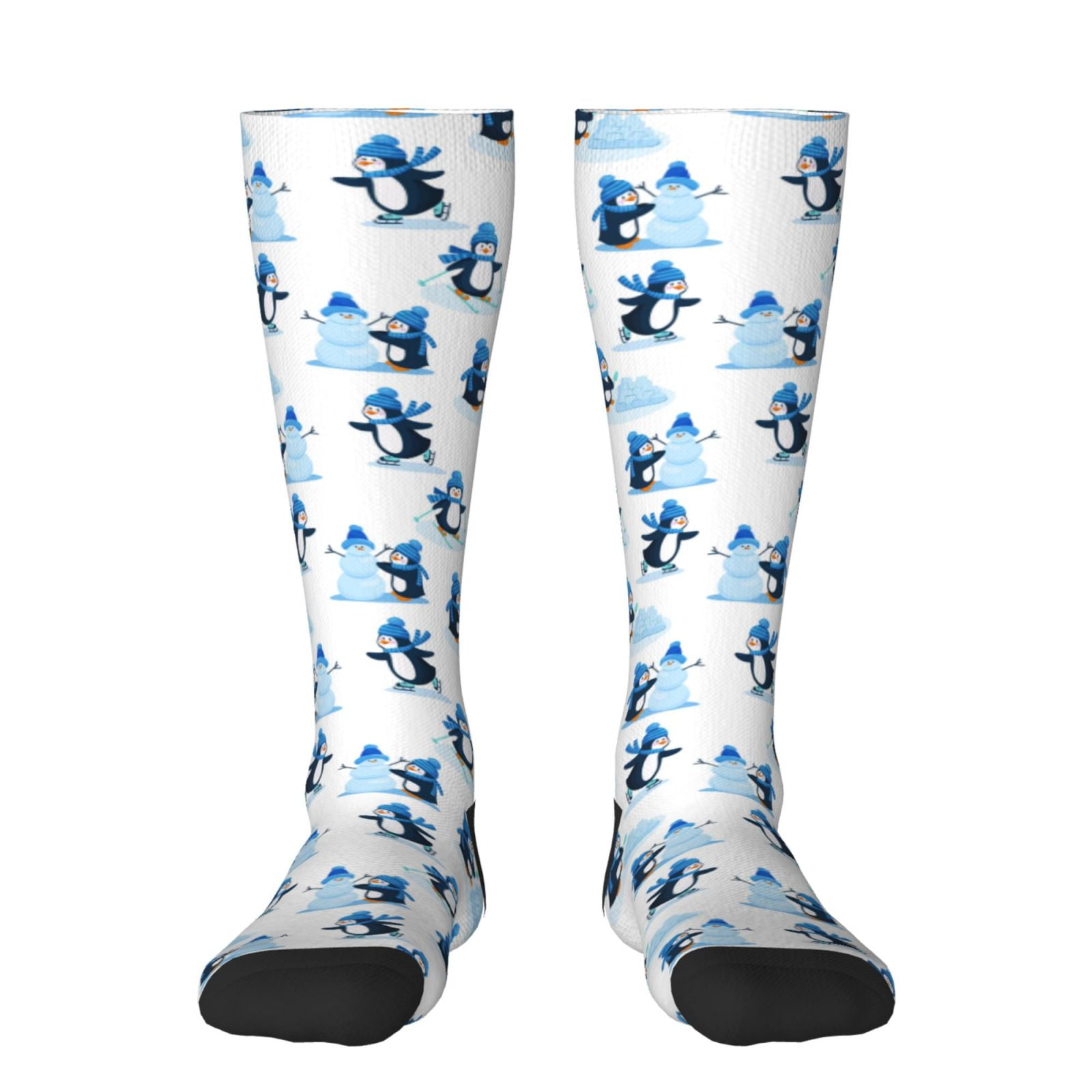 Zufioo Penguin Winter Fun Print Long High Thigh Socks Knee-High Warm ...