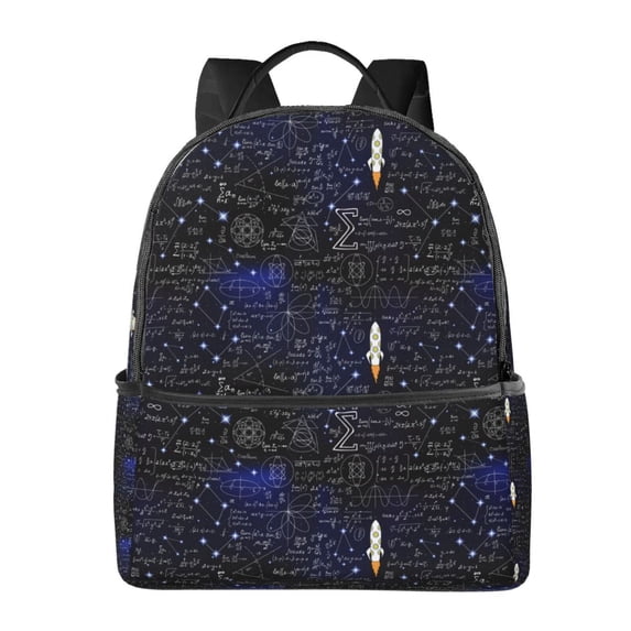 Zufioo Physical Formulas Print Fashion Large Capacity Backpack, Zippered Multi-compartment Travel Work Campus Lightweight Backpack, Unisex