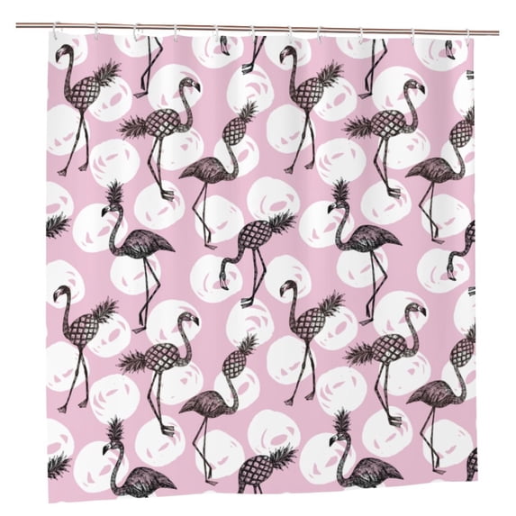Zufioo Pineapple Flamingo Pattern Shower Curtain 72x72in, Waterproof Curtain for Bathroom-Waterproof, Mildew-proof, Quick-drying,Home Bathroom Supplies-One Size