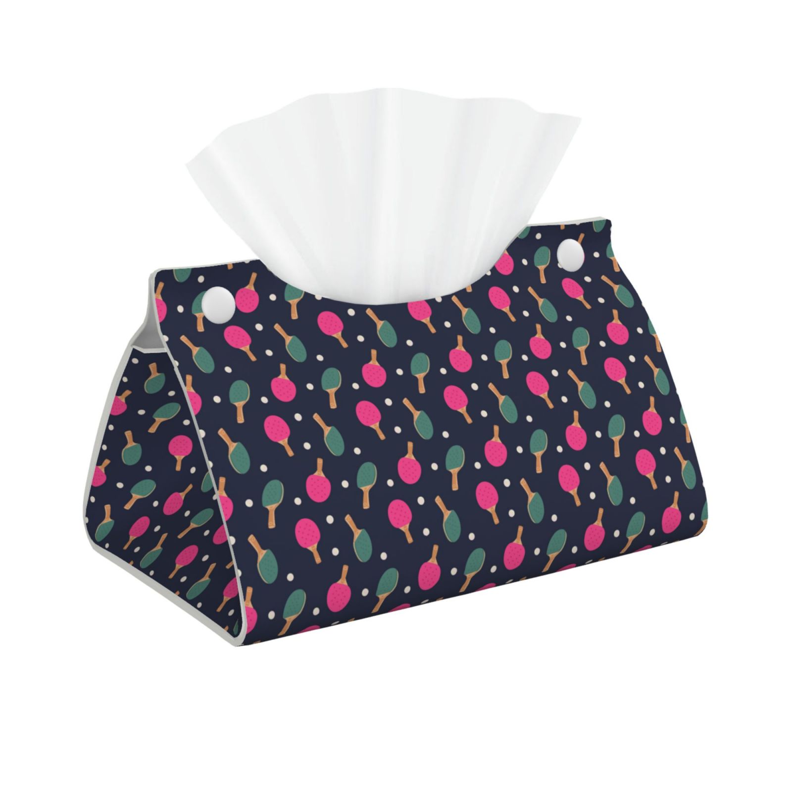 Zufioo Ping Pong Rackets And Balls Print Long Leather Tissue Bag, PVC ...