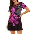 thumbnail image 1 of Zufioo Pink Blossoms Butterfly Print Women's Nightgown, Round Neck Short-sleeved Pajamas, Home Wear Suitable for Home and Outing, 1 of 6