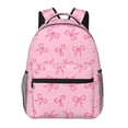 thumbnail image 1 of Zufioo Pink Bows Print Casual Student Backpack, Adjustable Shoulder Straps Multi-Function Multi-Pocket Sports Bag Travel Backpack, Unisex-One Size, 1 of 5