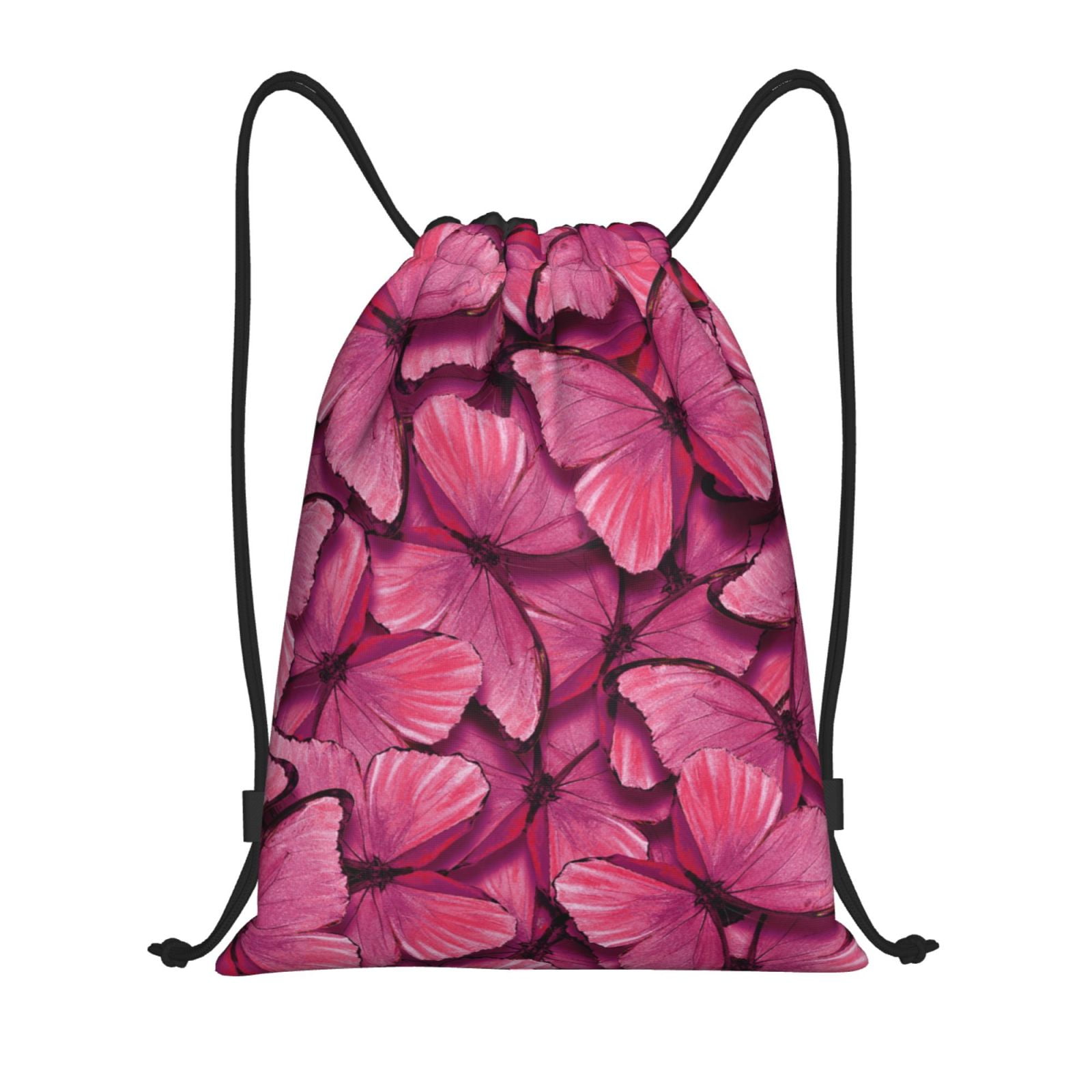 Zufioo Pink Butterfly Sports Cinch Sack Gym String Bags Machine ...