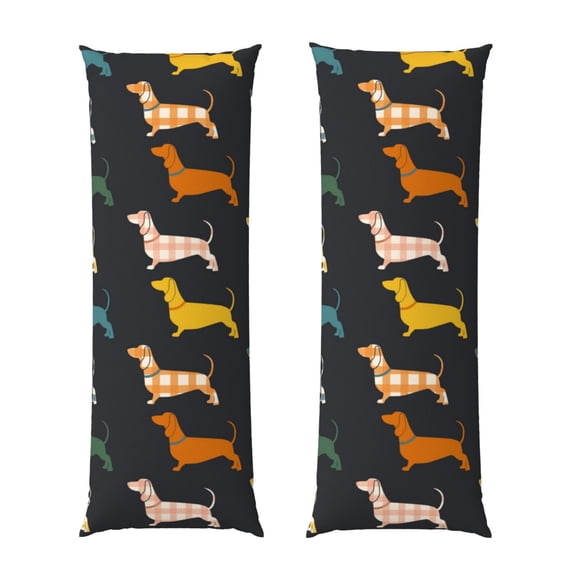 Zufioo Plaid Dachshund Print 20x54 Inch Long Body Pillowcase, without Pillow Core, Pillow Case with Hidden Zipper, Ideal Gift for Home Furnishings