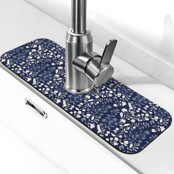 Zufioo Plant Kitchen Sink Splash Guard, Faucet Mat Splash Catcher, uper Absorbent Microfiber Sink Protector Mat,Kitchen Sink Mat,Bathroom Countertop Protect Ma