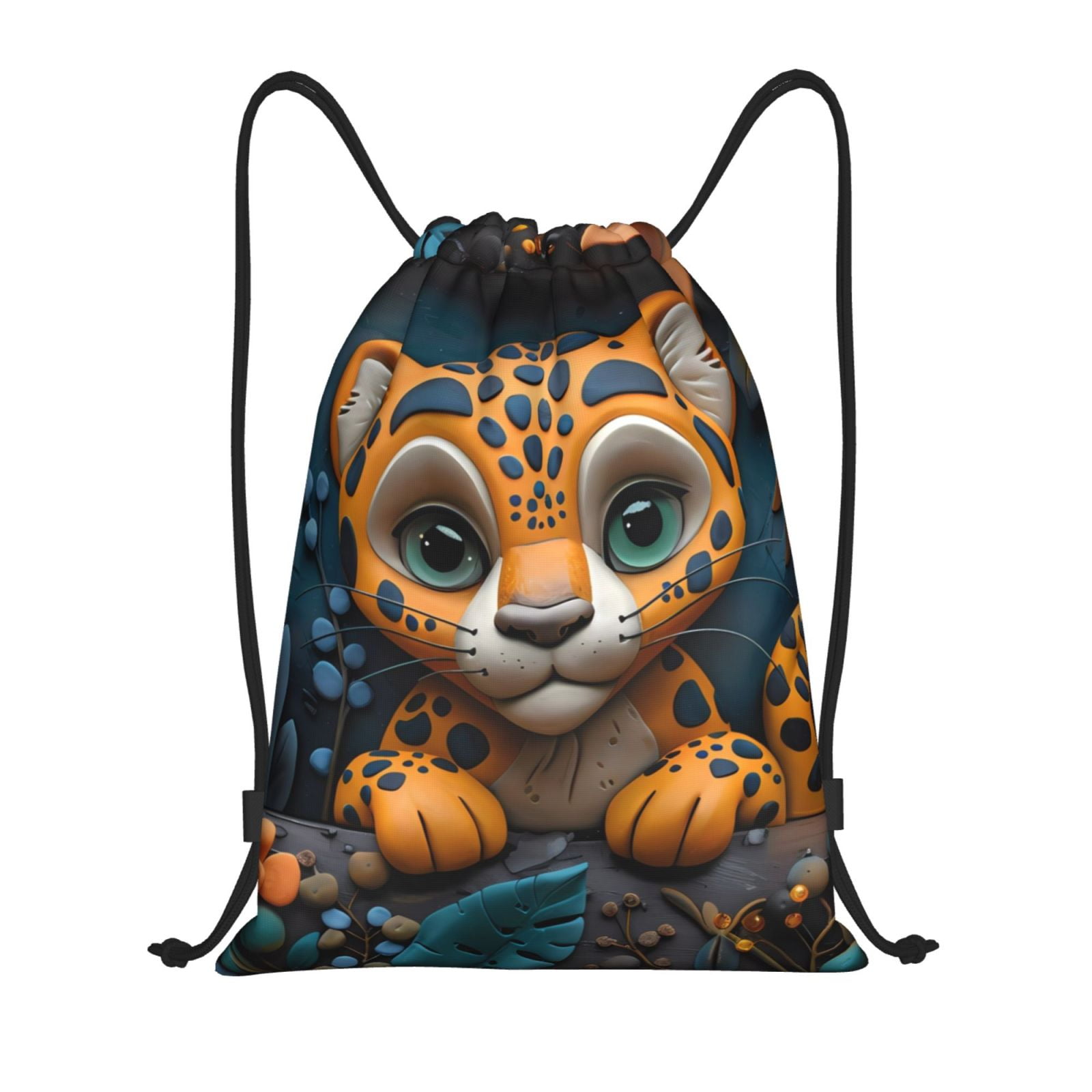 Zufioo Playful Leopard Art Sports Cinch Sack Gym String Bags Machine ...