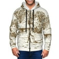 thumbnail image 1 of Zufioo Plowed Field With Horses Print Men's Hooded Cardigan, Zip-up Long-Sleeved Sweatshirt Jacket Sportswear-XX-Large, 1 of 1