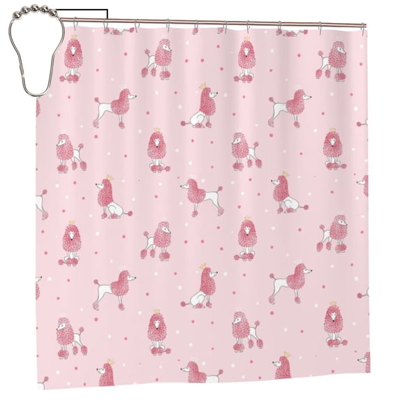 Zufioo Poodle Dog Pattern Shower Curtain 72x72in, Waterproof Curtain for Bathroom-Waterproof, Mildew-proof, Quick-drying,Home Bathroom Supplies-One Size