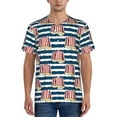 thumbnail image 1 of Zufioo Popcorn On Blue Lines Print Men's Baseball Short Sleeve, Moisture Wicking Button-Down Hip Hop Tee-Medium, 1 of 7
